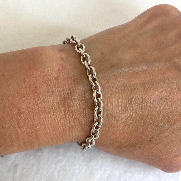 Sterling Silver 925 Thailand 5MM Cable Chain Charm Bracelet Toggle Clasp 7" 16g - Picture 4 of 16